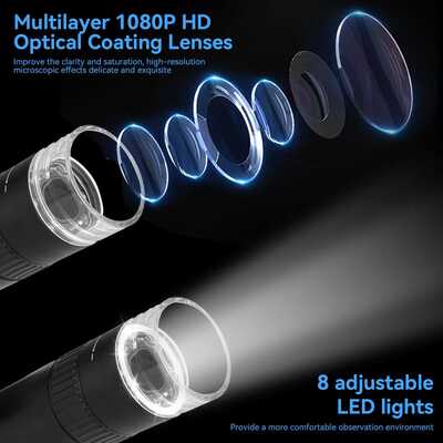 Microscopio Digital Portátil 50X-1000X con Pantalla IPS de 2" y 8 LEDs Ajustables para Observación de Alta Definición