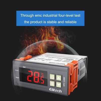 Controlador de temperatura digital STC-1000 con pantalla LCD, resolución de 0.1 °C y alarma de alta temperatura