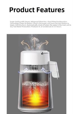 Fuyao K40107 750W 4L Capacidad SUS304 máquina de agua destilada de acero inoxidable para uso doméstico, de laboratorio y dental