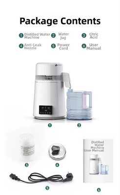 Fuyao K40107 750W 4L Capacidad SUS304 máquina de agua destilada de acero inoxidable para uso doméstico, de laboratorio y dental