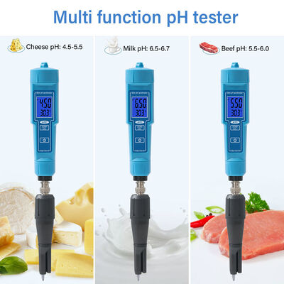 Medidor de pH digital 2 en 1 con pantalla LED y precisión de 0.01pH para piel, fruta y carne