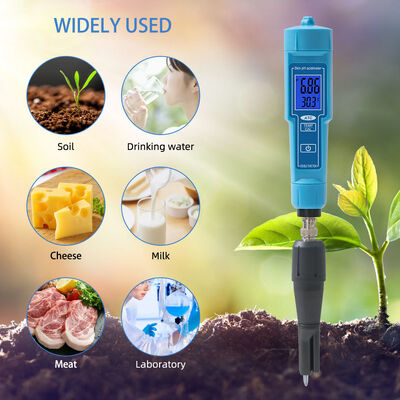 Medidor de pH digital 2 en 1 con pantalla LED y precisión de 0.01pH para piel, fruta y carne