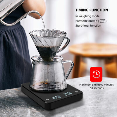 Alta precisión 0.1g Precisión 3000g Capacidad Escala de café con carga USB y temporizador digital para uso en la cocina