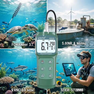 Alta precisión AE6609 Medidor de oxígeno disuelto portátil de 3,5 m con sonda con ATC para acuicultura y aguas residuales
