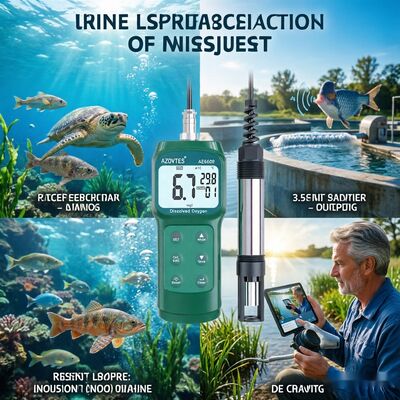 Alta precisión AE6609 Medidor de oxígeno disuelto portátil de 3,5 m con sonda con ATC para acuicultura y aguas residuales