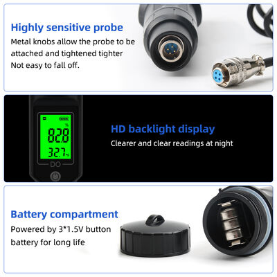 Medidor de oxígeno disuelto portátil tipo pluma con precisión de 0.1 mg/L y ATC para acuarios y piscicultura