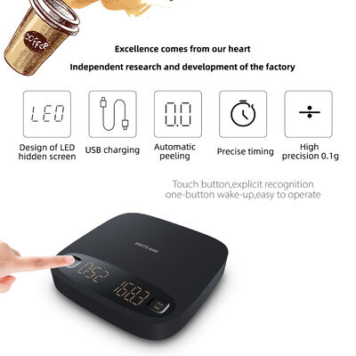 Escala de café digital electrónica con pantalla táctil con precisión de 0.1g y balanza de pesas de cocina recargable USB