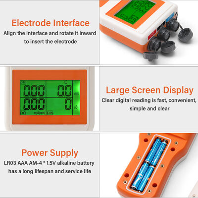 Medidor de calidad de agua multiparamétrico 6 en 1 con precisión de 0.1 pH y pantalla LCD para acuarios e hidroponía