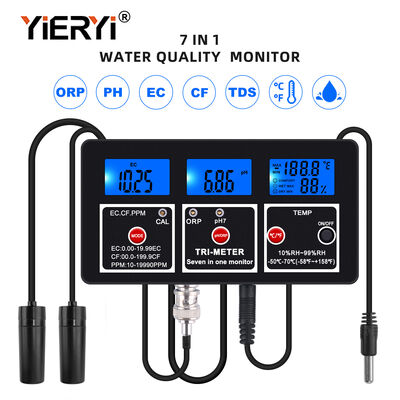 Probador de calidad de agua multifunción 7 en 1 con pantalla LCD y compensación automática de temperatura para acuarios y piscinas