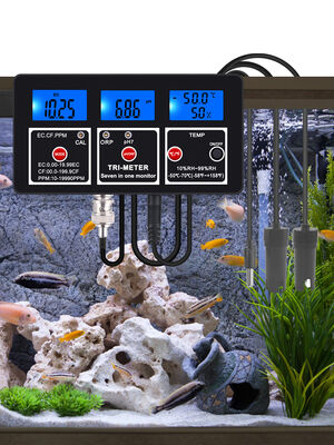 Probador de calidad de agua multifunción 7 en 1 con pantalla LCD y compensación automática de temperatura para acuarios y piscinas