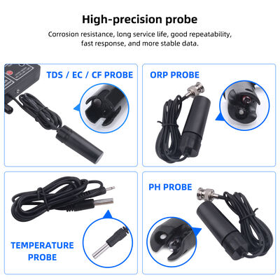 Probador de calidad de agua multifunción 7 en 1 con pantalla LCD y compensación automática de temperatura para acuarios y piscinas