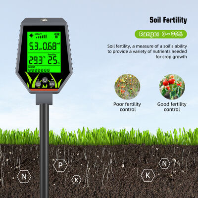 6 en 1 Probador de suelo PH/CE/humedad/fertilidad/luz/temperatura del suelo Herramientas de ensayo
