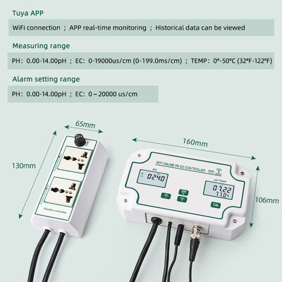 Tuya Wifi Controlador de monitoreo EC en línea Ph Meter con función de registro de datos Tester de monitoreo hidropónico de calidad del agua