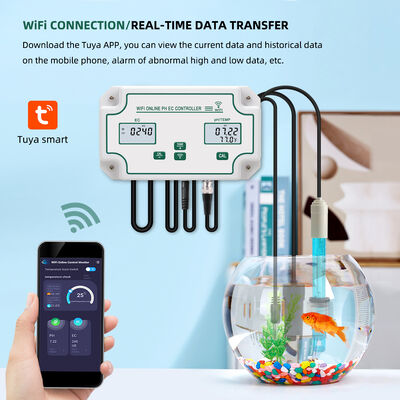 Tuya Wifi Controlador de monitoreo EC en línea Ph Meter con función de registro de datos Tester de monitoreo hidropónico de calidad del agua