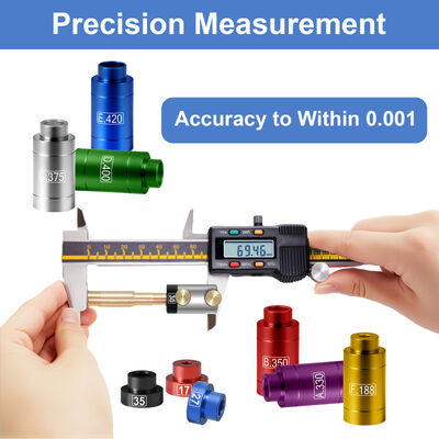 Comparador de calibre de precisión con 14 inserciones de balas y 6 comparador de calibre de cabezas universales para.17-.45