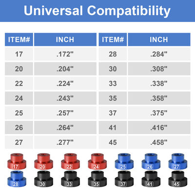 Comparador de calibre de precisión con 14 inserciones de balas y 6 comparador de calibre de cabezas universales para.17-.45