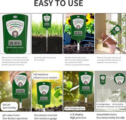 Analista de suelo digital 7 en 1 con pantalla LCD para un monitoreo preciso del pH de la humedad de la luz del jardín