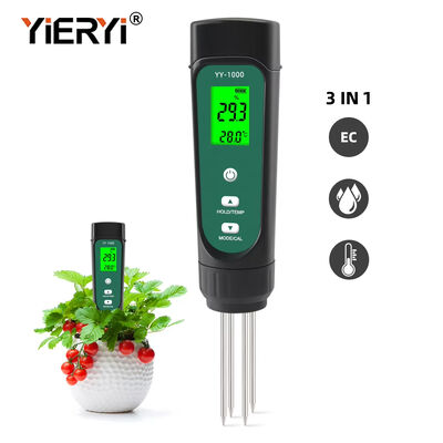 Envasado Jardinería Agricultura Instrumento de medición Conductividad 3 en 1 Ecómetro de suelo Teste de temperatura del suelo