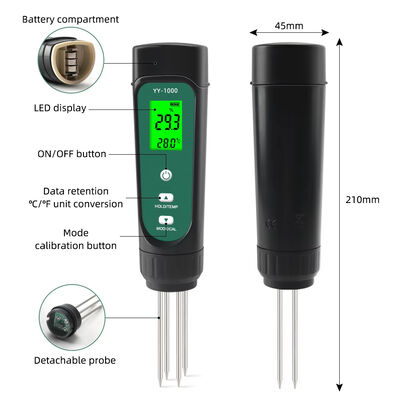 Envasado Jardinería Agricultura Instrumento de medición Conductividad 3 en 1 Ecómetro de suelo Teste de temperatura del suelo