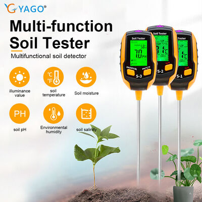 Teste digital de suelo de 6 en 1 Monitoreo de humedad/PH/luz solar/temperatura con luz de fondo LCD para granjas de jardinería