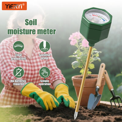 YIERYI Medidor de humedad del suelo analógico sin batería con sonda de metal higrómetro de precisión escala 0-10 para cultivo de plantas en macetas de jardín