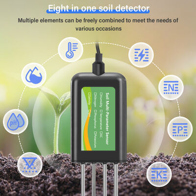 RS485 Sensor de parámetros múltiples del suelo 8 en 1 EC pH NPK Temp Detección de humedad Agricultura Uso en invernaderos