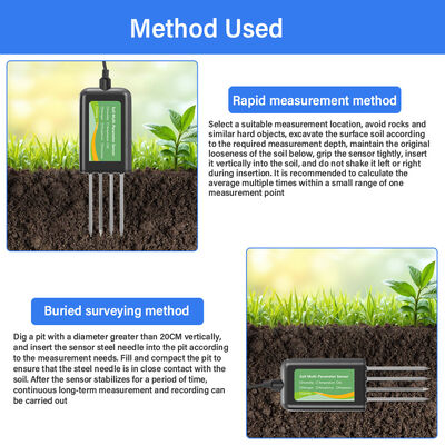 RS485 Sensor de parámetros múltiples del suelo 8 en 1 EC pH NPK Temp Detección de humedad Agricultura Uso en invernaderos
