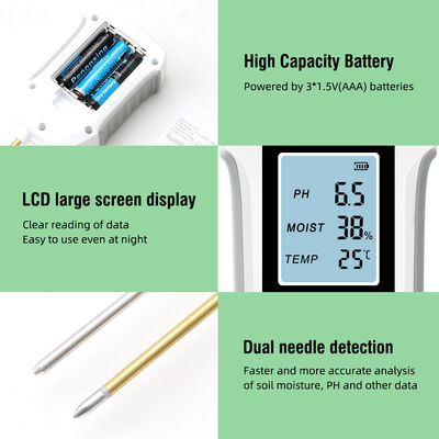 Pantalla LCD luz de fondo 3 en 1 Flores de jardín Sensor Plantas Acididad Humedad Detector PH Meter Tester de humedad del suelo