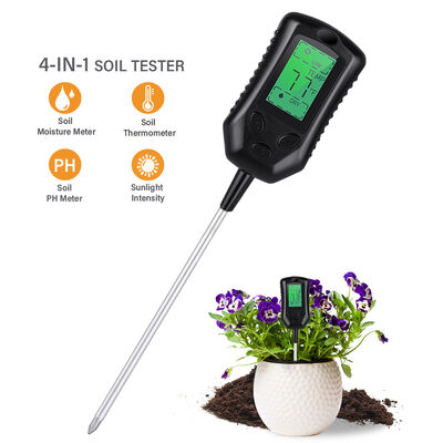 Interfaz de usuario LCD grande 4 en 1 medidor de suelo PH medidor de suelo herramientas de análisis de humedad/temperatura/luz solar