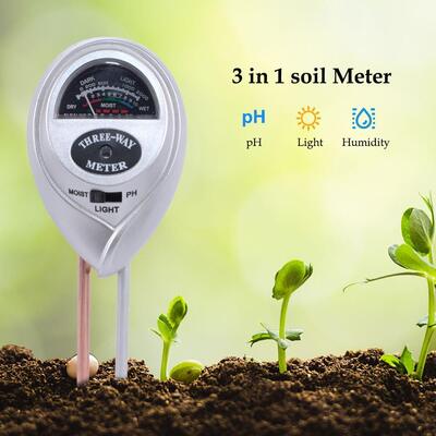 3 en 1 pH del suelo Métro de humedad del agua Acididad Humedad Luz solar Plantas de jardín Flores Tester de humedad Herramienta de instrumentos