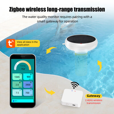 Clorómetro inoxidable flotante Wifi 7 en 1 con Smart Hub Sal/EC/TDS/ORP&Temp USB Medidor de pH solar para piscinas