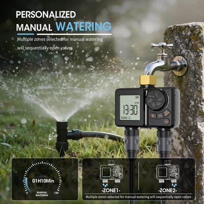 Temporizador de riego Digital recargable, conector de latón resistente, controlador de aspersor automático con anulación Manual