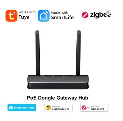 YIERYI Zigbee 3.0 PoE Dongle Gateway Hub para Asistente en el hogar Zigbee2 MQTT ESP32 + CC2652P Dual 5dBi Antenas Tipo-C / PoE Alimentado