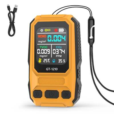 Detector de gases de calidad del aire 5 en 1 HCHO TVOC CO Temp