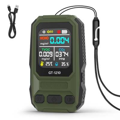 Detector de gases de calidad del aire 5 en 1 HCHO TVOC CO Temp