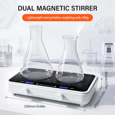 Mezclador magnético de doble posición, mezclador de líquidos y pigmentos de laboratorio mini, 500-1000 ml por estación, velocidad ajustable 600-4000 RPM, equipo de mezcla de laboratorio de dos canales
