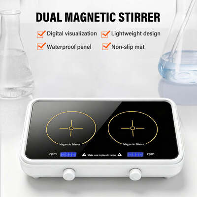 Mezclador magnético de doble posición, mezclador de líquidos y pigmentos de laboratorio mini, 500-1000 ml por estación, velocidad ajustable 600-4000 RPM, equipo de mezcla de laboratorio de dos canales