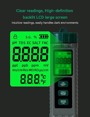 10‑in‑1 Multi‑Parameter Water Quality Test Pen, PH TDS EC ORP Salinity Meter