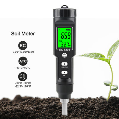 CE-8801 Contador de suelos Display digital portátil para plantaciones hortalizas EC detector de suelo salado para plantaciones domésticas de suelo en macetas