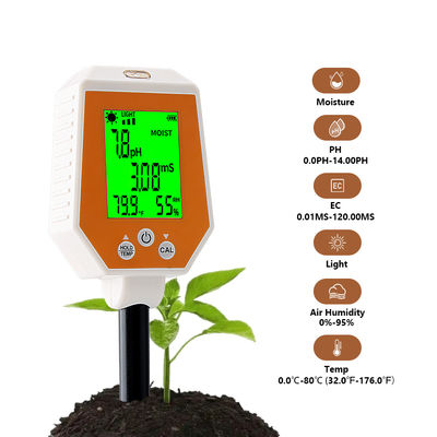 Medidor de suelo 6 en 1 - Medidor de humedad/PH/CE/Luz/Humedad del aire/Temperatura para jardinería y agricultura