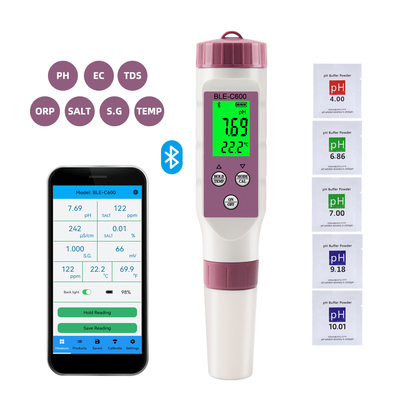 Medidor digital de calidad del agua 6 en 1 pH/CE/TDS/ORP/Sal/Temperatura, probador de agua potable