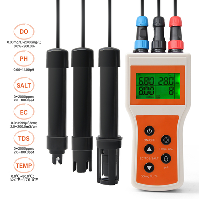 Analizador de calidad del agua portátil inteligente 6 en 1: Oxígeno disuelto/PH/TDS/CE/SAL/TEMP