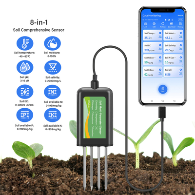 Sensor de suelo 8 en 1 para Android NPK PH Humedad EC Salinidad