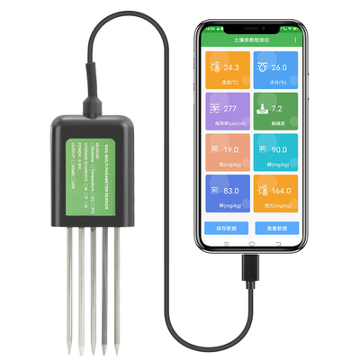 Sensor de suelo USB 7 en 1 Probador de suelo Agricultura Medidor de nutrientes EC PH NPK para Android
