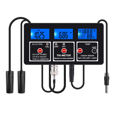 Probador de calidad de agua multifunción 7 en 1 con pantalla LCD y compensación automática de temperatura para acuarios y piscinas