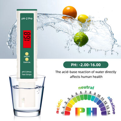 Medidor de pH PH-2 Pro con pantalla LCD retroiluminada, compensación automática de temperatura y almacenamiento de datos con apagado automático para pruebas de calidad del agua