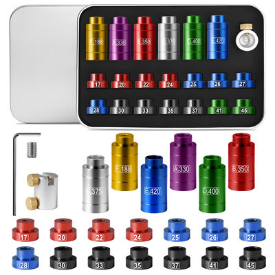 Comparador de calibre de precisión con 14 inserciones de balas y 6 comparador de calibre de cabezas universales para.17-.45