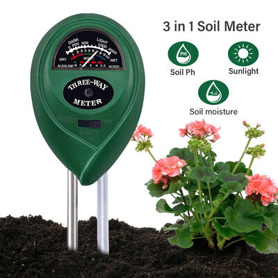 3 en 1 medidor de humedad del suelo PH luz sin batería requerida probador de suelo de doble sonda para plantas interiores / exteriores jardín granja de jardín
