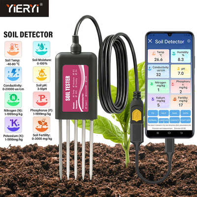 YIERYI 8 en 1 Probador de Suelo USB con Monitoreo en Tiempo Real pH Humedad NPK EC Sensor de Temperatura Fertilidad para Android HarmonyOS