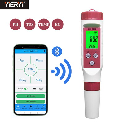 4 en 1 detector de la calidad del agua del TDS del control del APP del medidor de pH de la EC Pen Type Bluetooth